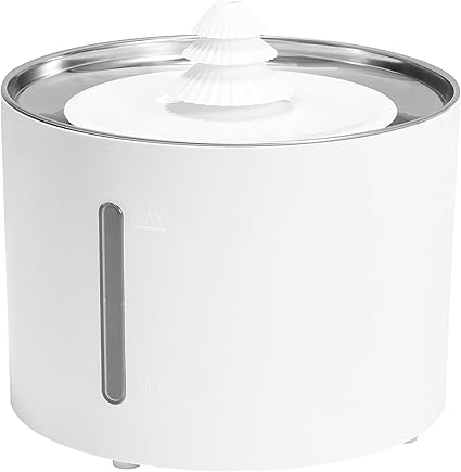 Amazon Basics - Pet Water Fountain with Stainless Steel Top, 3L ,White (3 Filters included)