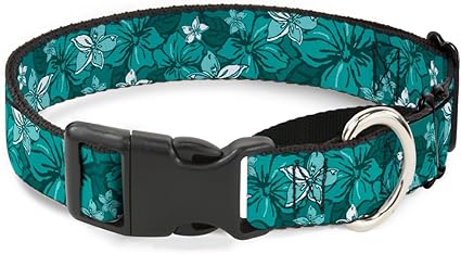 Buckle-Down MGC-W30878-L Hibiscus Collage Turquoise Shades Martingale Dog Collar, Large