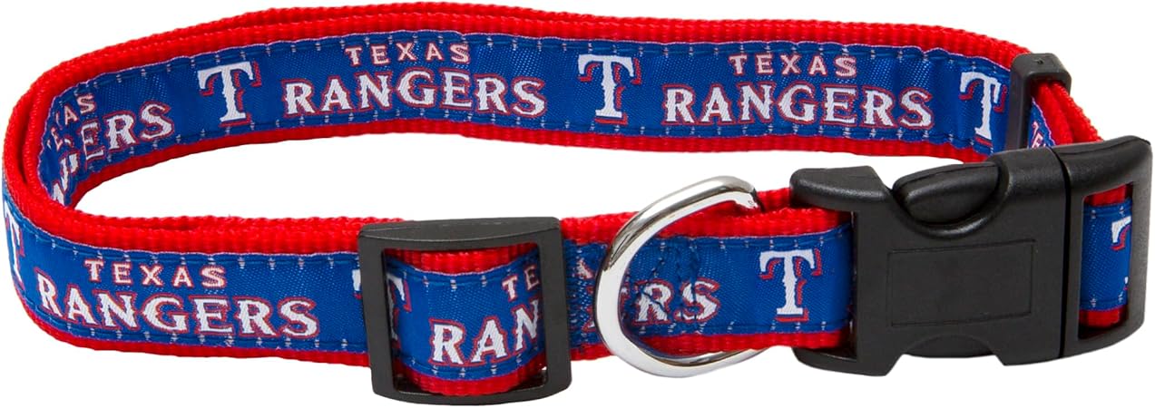 MLB Texas Rangers Licensed PET COLLAR- Heavy-Duty, Strong, and Durable Dog Collar. Available in 29 Baseball Teams and 4 Sizes