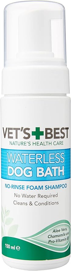 Vet's Best Waterless Dog Bath | No Rinse Dry Shampoo for Dogs | Natural Formula Refreshes Coat and Controls Odor Between Baths | 5 Ounces,White/Tans