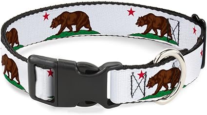 Buckle-Down Plastic Clip Collar - Cali Bear White - 1