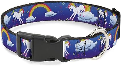 Buckle-Down Cat Collar Breakaway Unicorns Rainbows Stars Blue Purple 6 to 9 Inches 0.5 Inch Wide