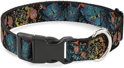 Buckle-Down Cat Collar Breakaway Honor Close Up Black 6 to 9 Inches 0.5 Inch Wide