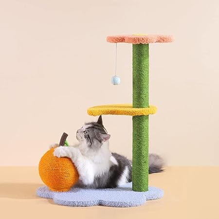 Happy & Polly 25.6“ Cherry-Themed Cat Tree - Adorable cat Tower with Scratching Post and Interactive Ball for Small Cats, Ideal Activity Center for Kittens, Easy to Assemble