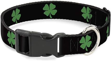 Cat Collar Breakaway St Pats Black Green 6 to 9 Inches 0.5 Inch Wide