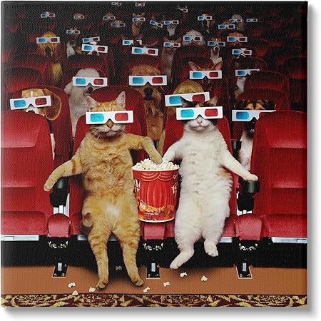 Stupell Industries Cats at 3D Movie Theater Canvas Wall Art Design by Lund Roeser