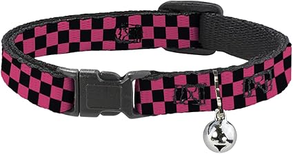 Cat Collar Breakaway Checker Black Honeysuckle Red 8 to 12 Inches 0.5 Inch Wide