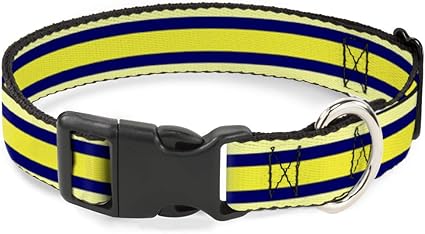 Buckle-Down Cat Collar Breakaway Stripes Light Yellow Navy Yellow 6 to 9 Inches 0.5 Inch Wide