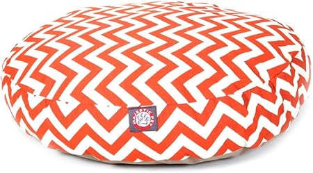 Burnt Orange Chevron Small Round Indoor Outdoor Pet Dog Bed With Removable Washable Cover By Majestic Pet Products