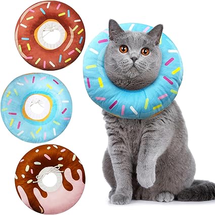 3 Pieces Cat Cone Collar Soft, Cat Donut Collar, Adjustable Cat Surgery Collar for Wound Healing, Elizabeth Collars are Suitable for Cats, Kittens, Puppies, Puppies After Surgery