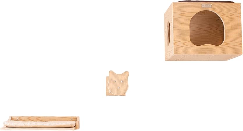 Armarkat Cat Wall Scratch Series: Tree W1907A with Condo, Perch, and Stepup, Natural Beige Medium