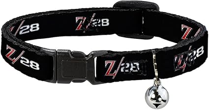 Cat Collar Breakaway 1969 Camaro Z 28 Emblem Black Silvers Red 8 to 12 Inches 0.5 Inch Wide