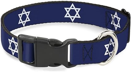 Buckle-Down Plastic Clip Collar - Star of David - 1.5