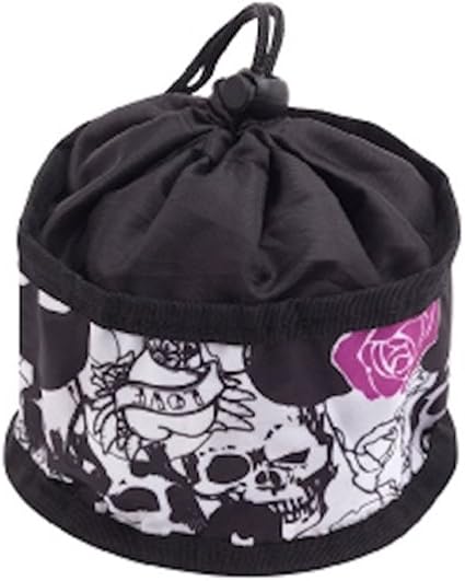 Doggles Foldable Travel Bowl, Black Skull Roses - Large