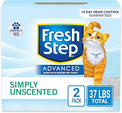 Fresh Step Advanced Simply Unscented Clumping Litter, Fresh Step Unscented Cat Litter Fights Odor on Contact, 37 lbs. (2 x 18.5 lb. Box)