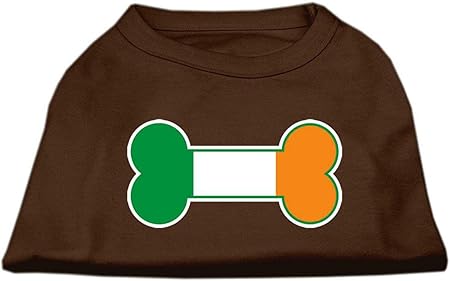 Mirage Pet Products 8-Inch Bone Flag Ireland Screen Print Shirt for Pets, X-Small, Brown