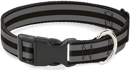 Cat Collar Breakaway Stripes 3 Black 2 Gray 9 to 15 Inches 0.5 Inch Wide