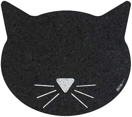 Black Cat Face Recycled Rubber Pet Placemat,Size: 1 Pack