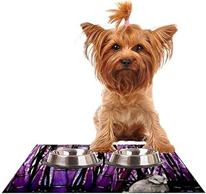 Theresa Giolzetti Bamboo Bunny Purple Black Feeding Mat for Pet Bowl, 18 by 13-Inch