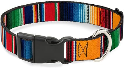 Buckle-Down Plastic Clip Collar - Zarape2 Vertical Multi Color Stripe - 1