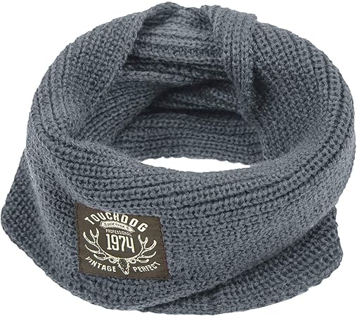 Touchdog Heavy Knitted Winter Dog Scarf, One Size, Grey