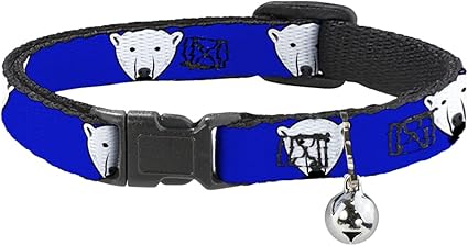 Cat Collar Breakaway Polar Bear Mustache Royal 8 to 12 Inches 0.5 Inch Wide