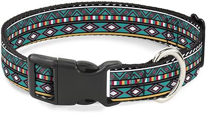 Cat Collar Breakaway Geometric5 Gray Teal White Pink Yellow 6 to 9 Inches 0.5 Inch Wide