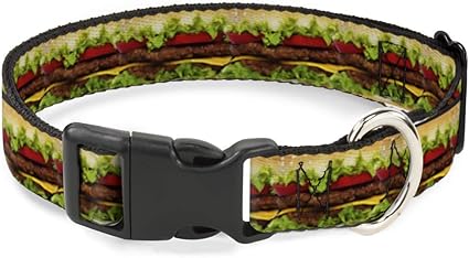 Buckle-Down Cat Collar Breakaway Hamburger Vivid 9 to 15 Inches 0.5 Inch Wide