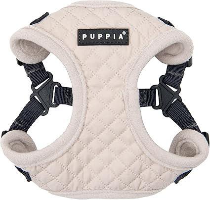 Puppia Irvin Comfort Dog Harness Step-in Warm Winter Diamond Pattern Adjustable Neck and Chest for Small and Medium Dog, Cream, X-Large