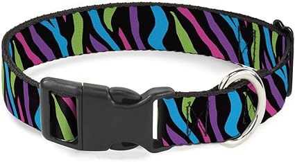 Cat Collar Breakaway Zebra Black Blue Green Pink Purple 9 to 15 Inches 0.5 Inch Wide