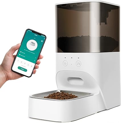 Automatic Cat Feeder, Timed Cat Feeder with APP Control, Dog Food Dispenser with Lock Lid, 30S Voice Recorder, 4L Pet Feeder