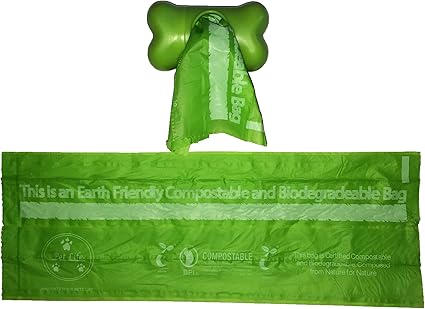 Pet Life Compostable Pet Cat Dog Waste Bags from Thermoplastic Starch, Dispenser and 2 Rolls