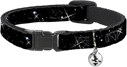 Cat Collar Breakaway Shining Stars Black White 8 to 12 Inches 0.5 Inch Wide