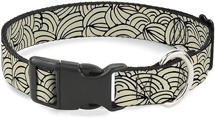 Cat Collar Breakaway Doodle1 Cream Black 9 to 15 Inches 0.5 Inch Wide