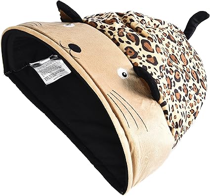 Cat Craft Plush Cave Cat Bed with Crinkle Sound, Cheetah