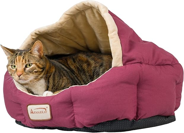 Armarkat Cat Bed 18-Inch Long C08HJH/MH, Burgundy and Beige