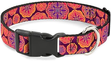 Buckle-Down Plastic Clip Collar - Boho Mandala Purples/Oranges/Pinks - 1