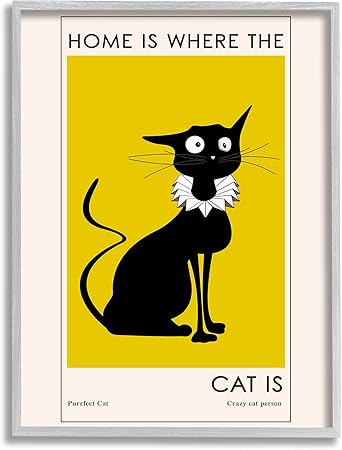 Stupell Industries Home's Where Cat is Phrase Funny Fashion Feline, Design by Ayse Gray Framed Wall Art, 24 x 30, Off- White