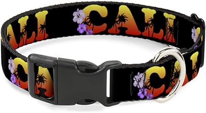 Cat Collar Breakaway Cali Tropical Black Multi Color 6 to 9 Inches 0.5 Inch Wide