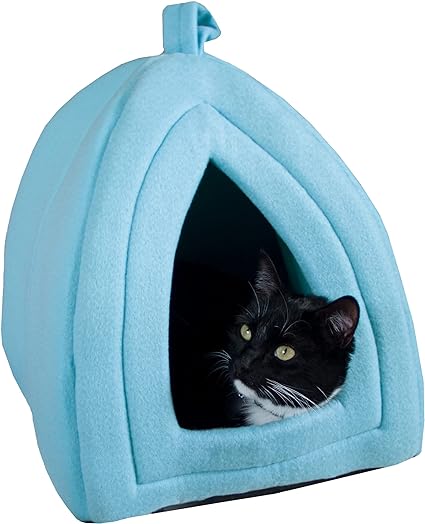 Cat House - Indoor Bed with Removable Foam Cushion - Pet Tent for Puppies, Rabbits, Guinea Pigs, Hedgehogs, and Other Small Animals by PETMAKER (Blue)