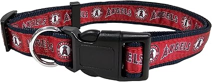 MLB PET Collar Los Angeles Angels Dog Collar, Medium. Baseball Team Collar for Dogs & Cats. A Shiny & Colorful Dog & Cat Collar Licensed by The MLB