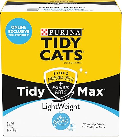 Purina Tidy Cats Clumping, Lightweight, Multi Cat Litter, Tidy Max Glade Clear Springs Formula - 17 lb. Box