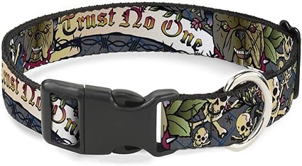 Buckle-Down Cat Collar Breakaway Trust No One Gray 6 to 9 Inches 0.5 Inch Wide