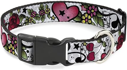 Buckle-Down Cat Collar Breakaway Mom Dad Close Up White 6 to 9 Inches 0.5 Inch Wide