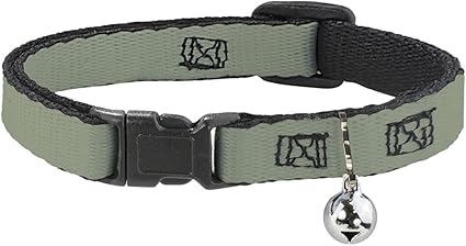 Cat Collar Breakaway Khaki Green 8 to 12 Inches 0.5 Inch Wide