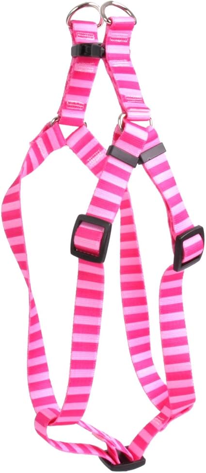 Yellow Dog Design Pink and Pink Stripe Step-in Dog Harness, Large-1