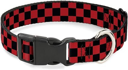 Cat Collar Breakaway - Checker Black HT Red - Narrow Fits 8-12