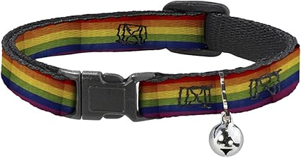 Buckle-Down Cat Collar Breakaway Flag Pride Distressed Rainbow 8 to 12 Inches 0.5 Inch Wide