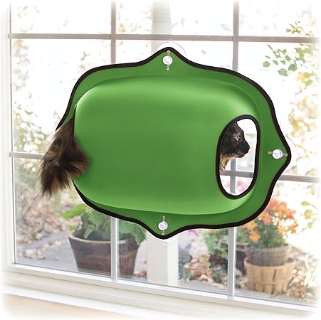 K&H Pet Products EZ Mount Window Pod Kitty Sill Window Sill Cat Bed, Cat Perch, Cat Hammock, Green 27 X 20 Inches