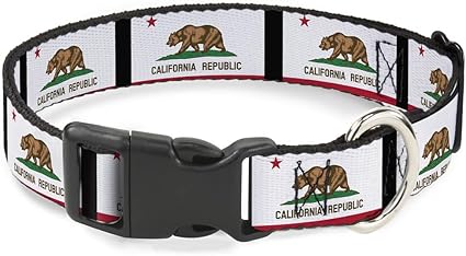 Buckle-Down Cat Collar Breakaway California Flag Repeat Black 9 to 15 Inches 0.5 Inch Wide